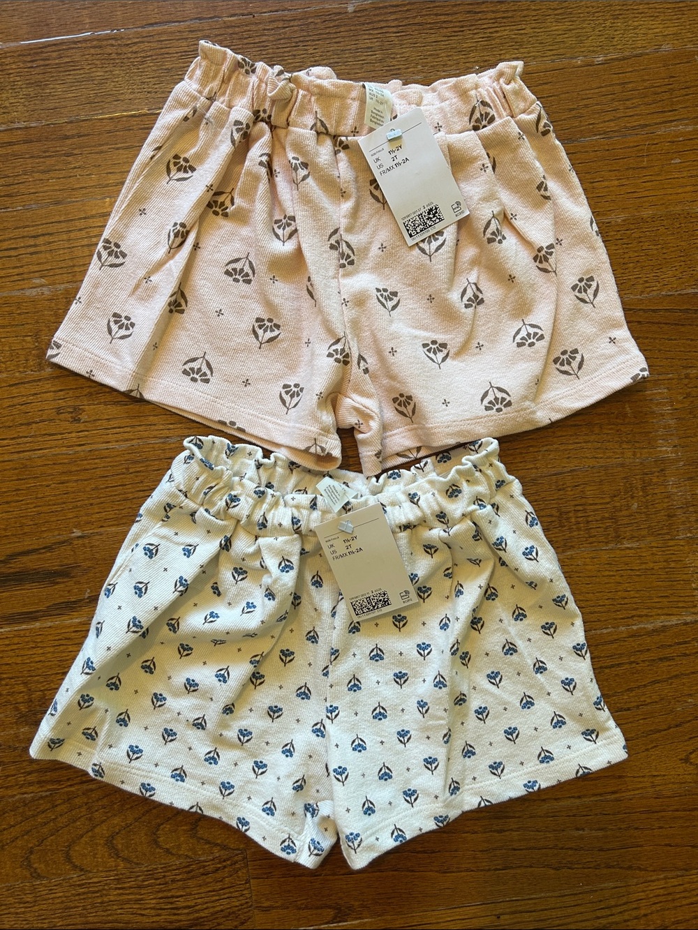 H&M Kids Floral Elastic-Waist Shorts - Pink & White